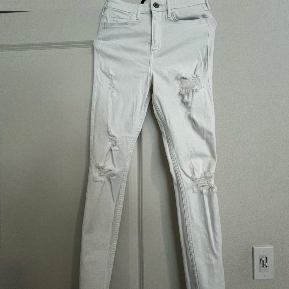 Hollister White Denim with Brown Label
